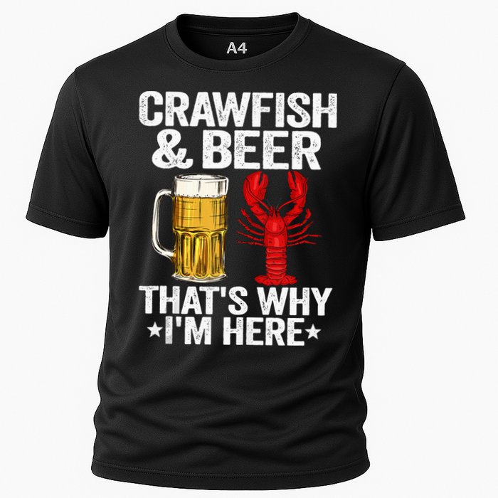 Crawfish & Beer Thats Why Im Here Crayfish Daddy Crawfish Cooling Performance Crew T-Shirt
