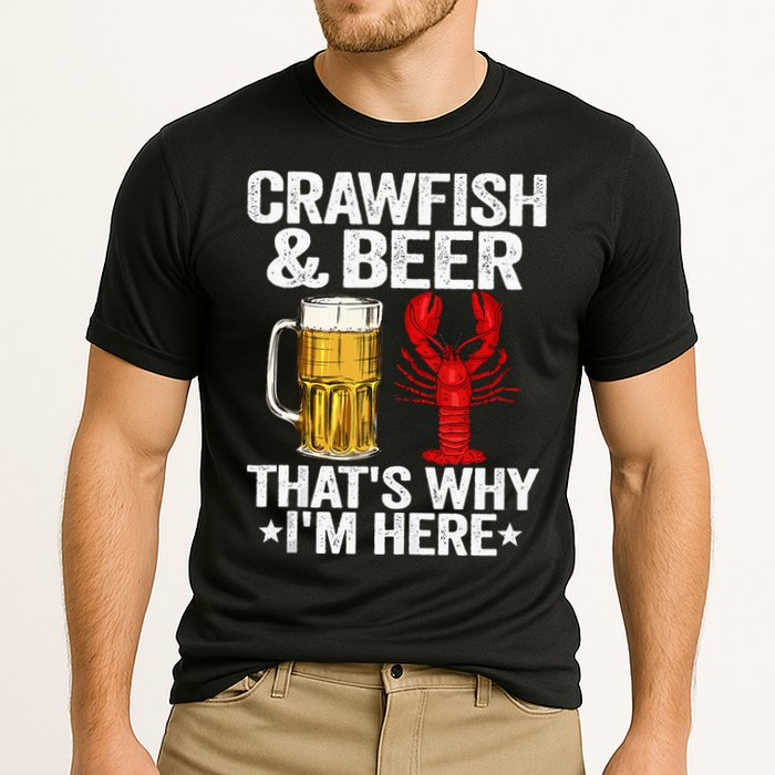 Crawfish & Beer Thats Why Im Here Crayfish Daddy Crawfish Cooling Performance Crew T-Shirt