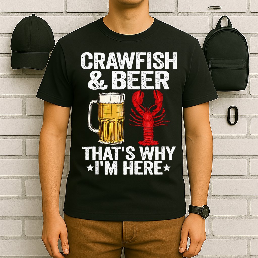 Crawfish & Beer Thats Why Im Here Crayfish Daddy Crawfish T-Shirt