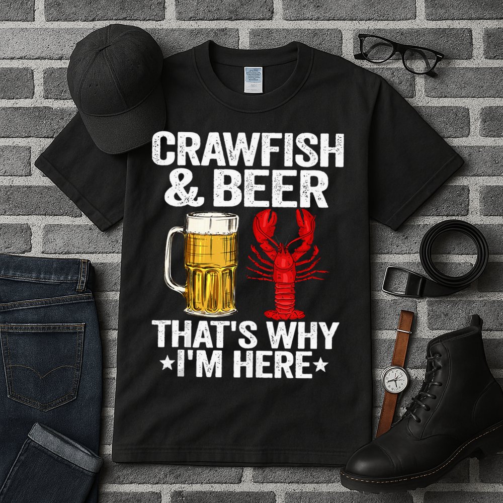 Crawfish & Beer Thats Why Im Here Crayfish Daddy Crawfish Tall T-Shirt