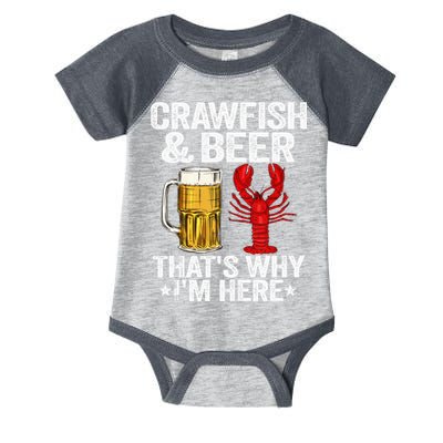 Crawfish & Beer Thats Why Im Here Crayfish Daddy Crawfish Infant Baby Jersey Bodysuit