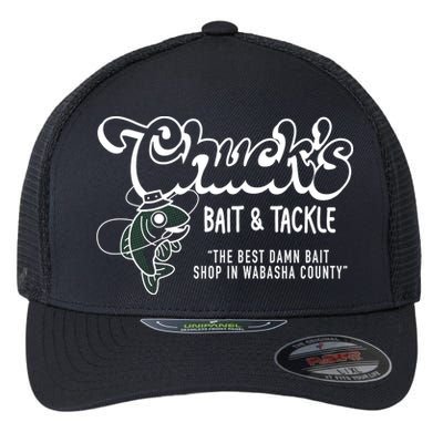 Chuck's Bait & Tackle The Best Damn Bait Shop In Wabsha Country Fishing Father's Day Flexfit Unipanel Trucker Cap
