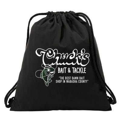 Chuck's Bait & Tackle The Best Damn Bait Shop In Wabsha Country Fishing Father's Day Drawstring Bag