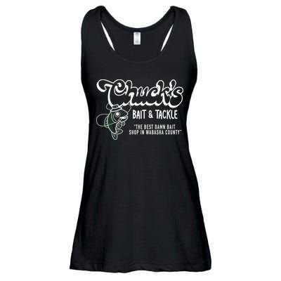 Chuck's Bait & Tackle The Best Damn Bait Shop In Wabsha Country Fishing Father's Day Ladies Essential Flowy Tank