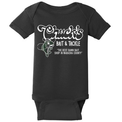 Chuck's Bait & Tackle The Best Damn Bait Shop In Wabsha Country Fishing Father's Day Baby Bodysuit