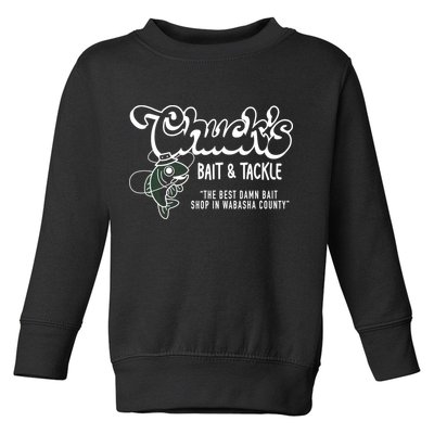 Chuck's Bait & Tackle The Best Damn Bait Shop In Wabsha Country Fishing Father's Day Toddler Sweatshirt