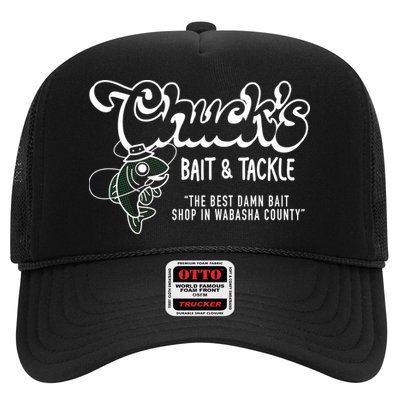 Chuck's Bait & Tackle The Best Damn Bait Shop In Wabsha Country Fishing Father's Day Trucker Hat