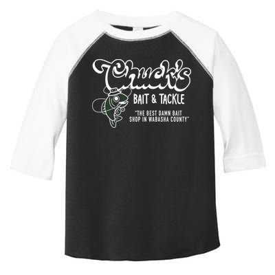 Chuck's Bait & Tackle The Best Damn Bait Shop In Wabsha Country Fishing Father's Day Toddler Fine Jersey T-Shirt