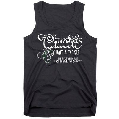 Chuck's Bait & Tackle The Best Damn Bait Shop In Wabsha Country Fishing Father's Day Tank Top