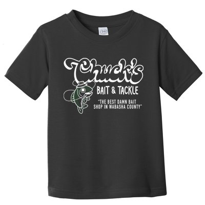 Chuck's Bait & Tackle The Best Damn Bait Shop In Wabsha Country Fishing Father's Day Toddler T-Shirt