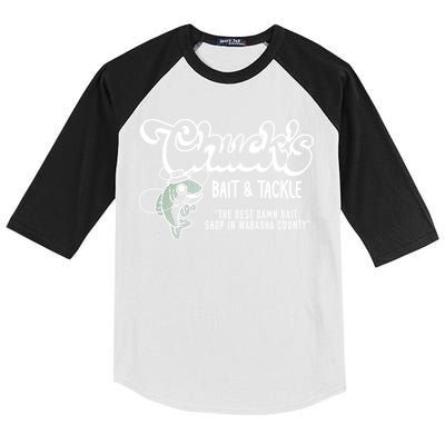 Chuck's Bait & Tackle The Best Damn Bait Shop In Wabsha Country Fishing Father's Day Kids Colorblock Raglan Jersey