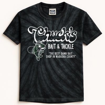 Chuck's Bait & Tackle The Best Damn Bait Shop In Wabsha Country Fishing Father's Day Kids Tie-Dye T-Shirt