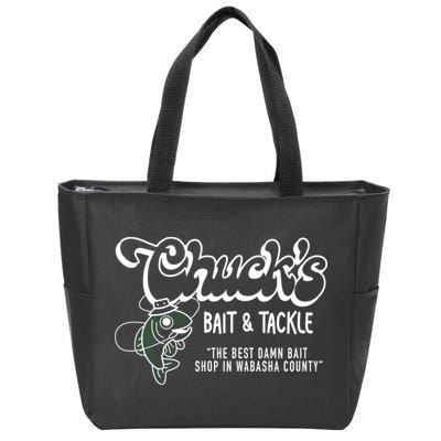 Chuck's Bait & Tackle The Best Damn Bait Shop In Wabsha Country Fishing Father's Day Zip Tote Bag