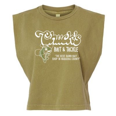 Chuck's Bait & Tackle The Best Damn Bait Shop In Wabsha Country Fishing Father's Day Garment-Dyed Women's Muscle Tee