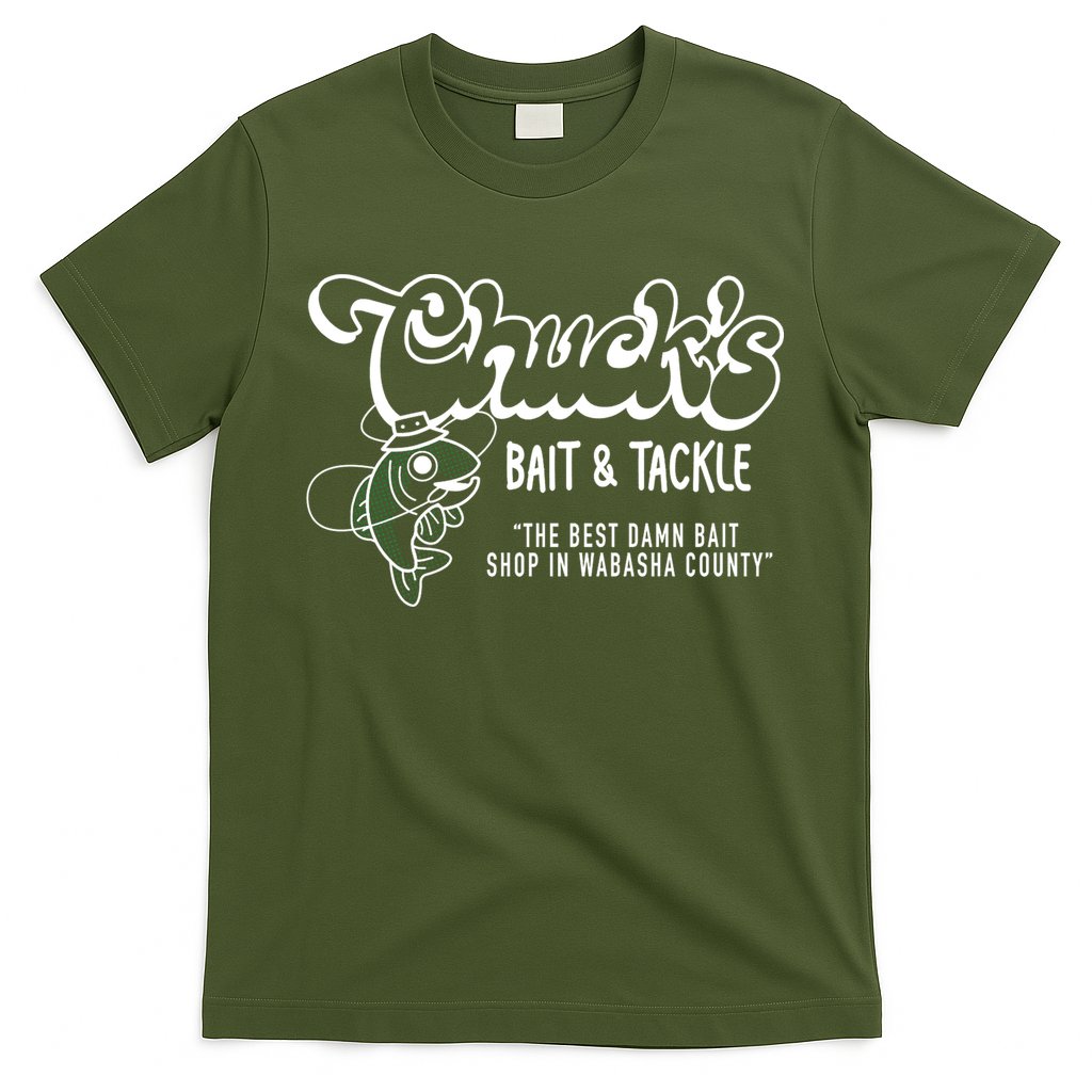 Chuck's Bait & Tackle The Best Damn Bait Shop In Wabsha Country Fishing Father's Day T-Shirt