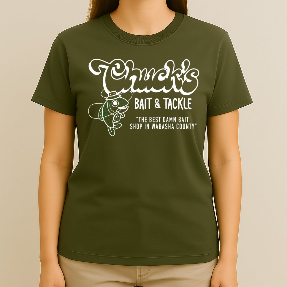 Chuck's Bait & Tackle The Best Damn Bait Shop In Wabsha Country Fishing Father's Day T-Shirt