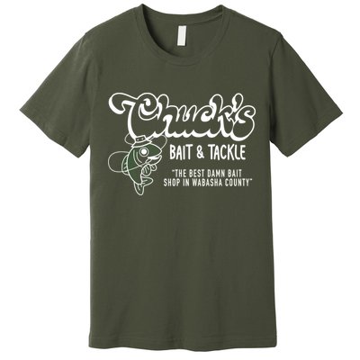 Chuck's Bait & Tackle The Best Damn Bait Shop In Wabsha Country Fishing Father's Day Premium T-Shirt