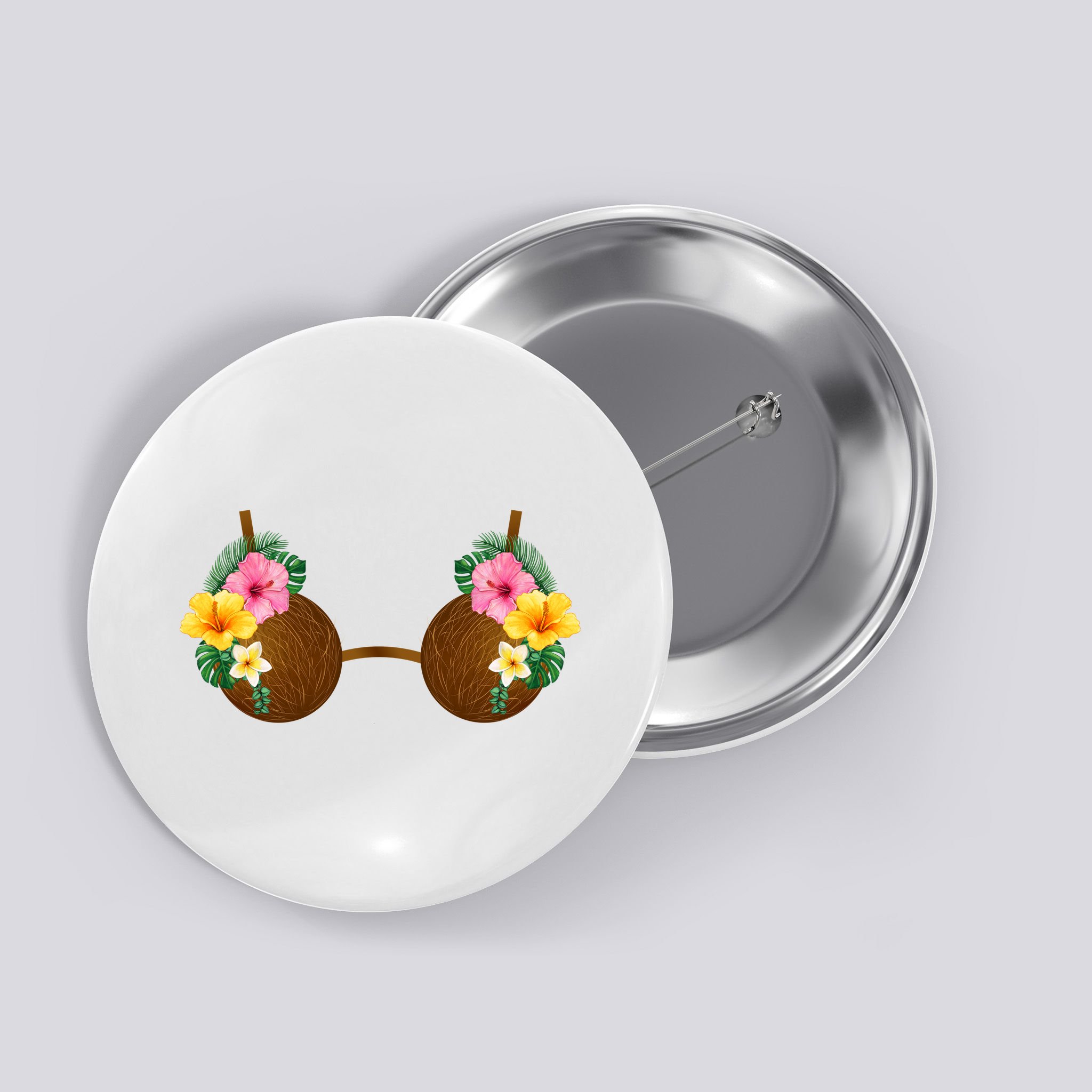 Coconut Bra Tiki Button