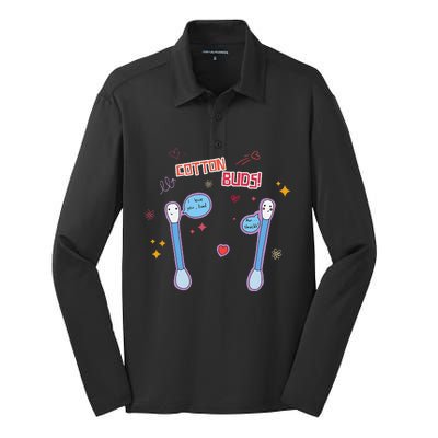 Cotton Buds! Trendy Saying Funny Quote Silk Touch Performance Long Sleeve Polo