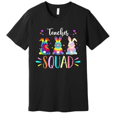 Cute Bunnies Teacher Squad Happy Easter Day Tie Dye Rabbit Premium T-Shirt