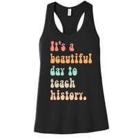  Cute back to school retro Social Studies Teacher Women's Racerback Tank