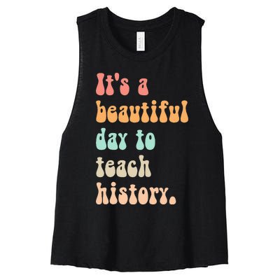  Cute back to school retro Social Studies Teacher Women's Racerback Cropped Tank