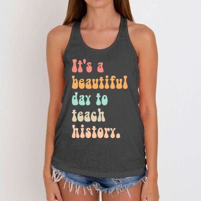  Cute back to school retro Social Studies Teacher Women's Knotted Racerback Tank