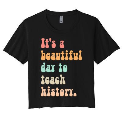  Cute back to school retro Social Studies Teacher Women's Crop Top Tee