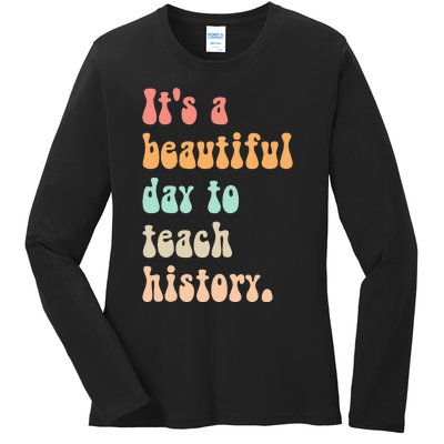  Cute back to school retro Social Studies Teacher Ladies Long Sleeve Shirt