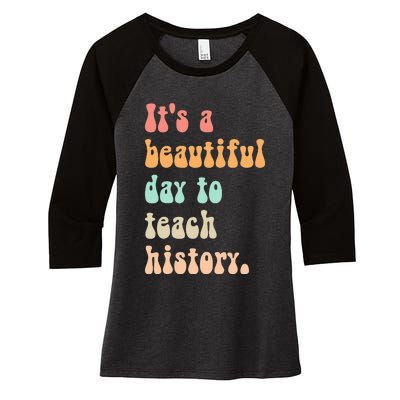  Cute back to school retro Social Studies Teacher Women's Tri-Blend 3/4-Sleeve Raglan Shirt