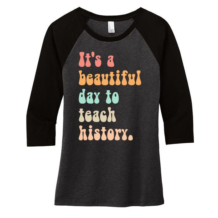  Cute back to school retro Social Studies Teacher Women's Tri-Blend 3/4-Sleeve Raglan Shirt