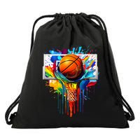 Colorful Basketball Tie Dye Color Splash Hoop Net Slam Dunk Drawstring Bag