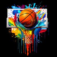 Colorful Basketball Tie Dye Color Splash Hoop Net Slam Dunk Drawstring Bag