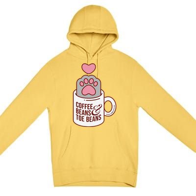 Coffee Beans & Toe Beans Funny Cute Cat Puns Toe Beans Premium Pullover Hoodie