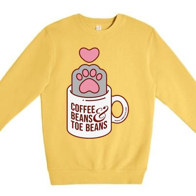 Coffee Beans & Toe Beans Funny Cute Cat Puns Toe Beans Premium Crewneck Sweatshirt