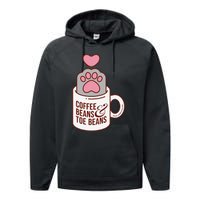 Coffee Beans & Toe Beans Funny Cute Cat Puns Toe Beans Performance Fleece Hoodie