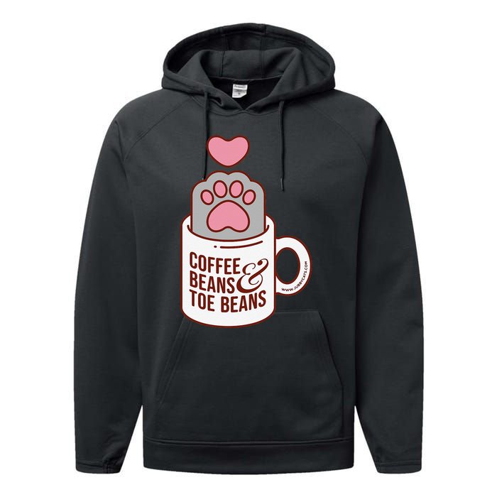 Coffee Beans & Toe Beans Funny Cute Cat Puns Toe Beans Performance Fleece Hoodie