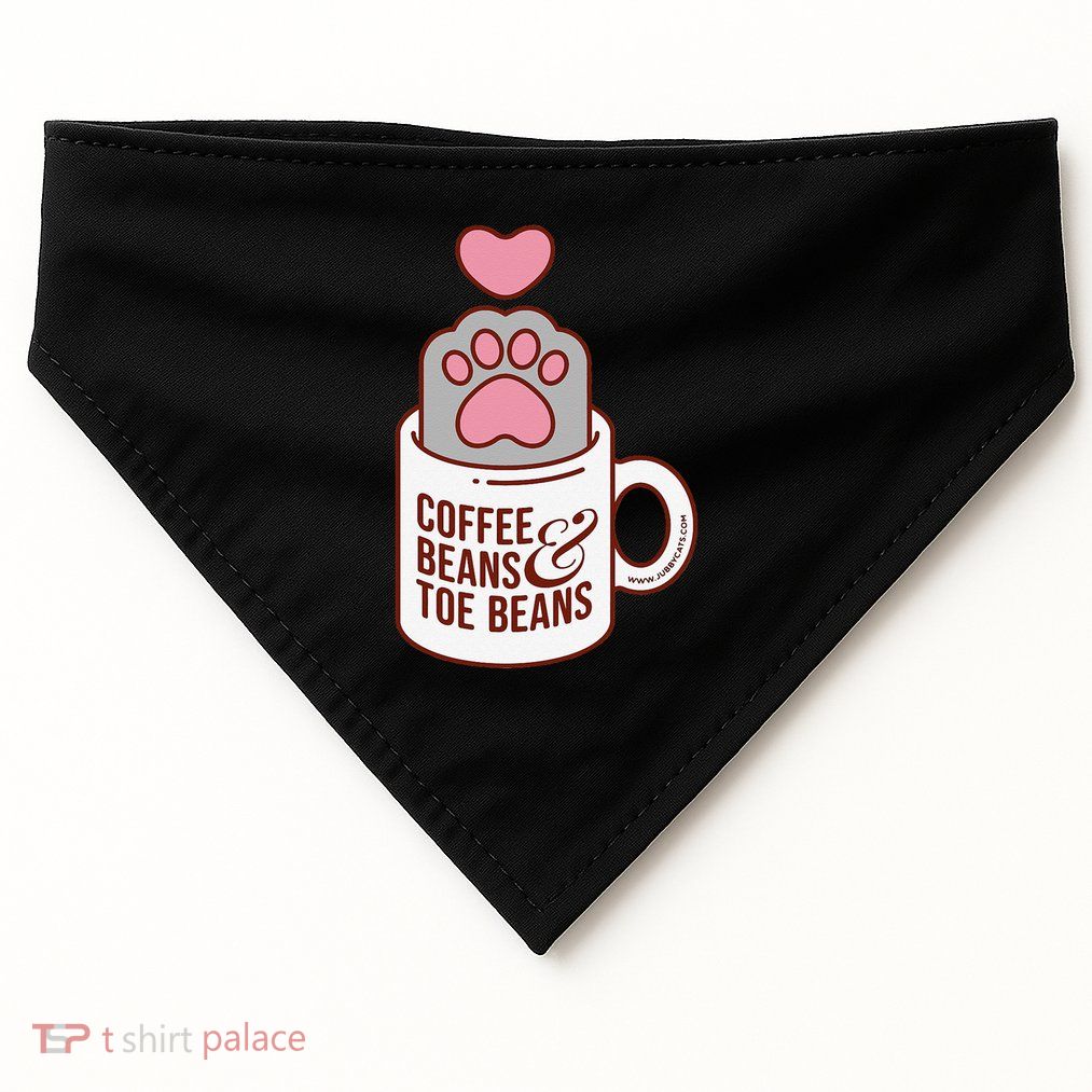 Coffee Beans & Toe Beans Funny Cute Cat Puns Toe Beans USA-Made Doggie Bandana