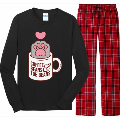 Coffee Beans & Toe Beans Funny Cute Cat Puns Toe Beans Long Sleeve Pajama Set