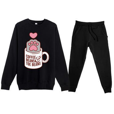 Coffee Beans & Toe Beans Funny Cute Cat Puns Toe Beans Premium Crewneck Sweatsuit Set