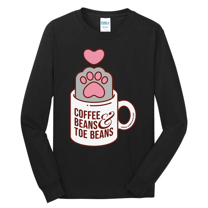 Coffee Beans & Toe Beans Funny Cute Cat Puns Toe Beans Tall Long Sleeve T-Shirt