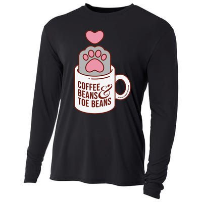 Coffee Beans & Toe Beans Funny Cute Cat Puns Toe Beans Cooling Performance Long Sleeve Crew