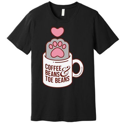 Coffee Beans & Toe Beans Funny Cute Cat Puns Toe Beans Premium T-Shirt