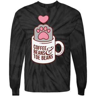 Coffee Beans & Toe Beans Funny Cute Cat Puns Toe Beans Tie-Dye Long Sleeve Shirt