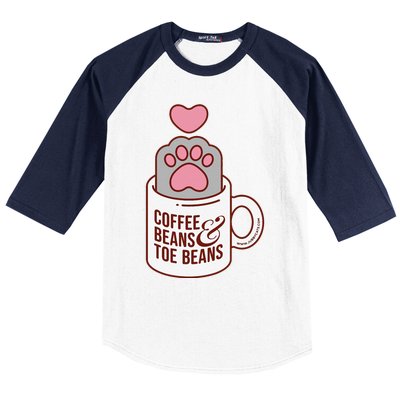 Coffee Beans & Toe Beans Funny Cute Cat Puns Toe Beans Baseball Sleeve Shirt