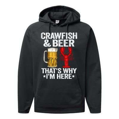 Crawfish & Beer That's Why I'm Here Crayfish Daddy Crawfish Performance Fleece Hoodie