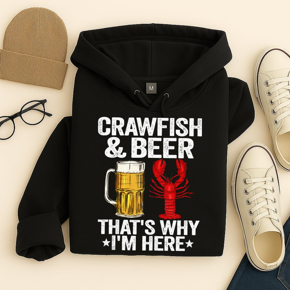 Crawfish & Beer That's Why I'm Here Crayfish Daddy Crawfish Hoodie