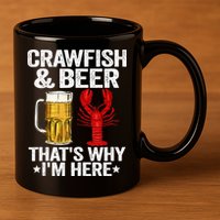 Crawfish & Beer That's Why I'm Here Crayfish Daddy Crawfish 11oz C Handle Ceramic Mug