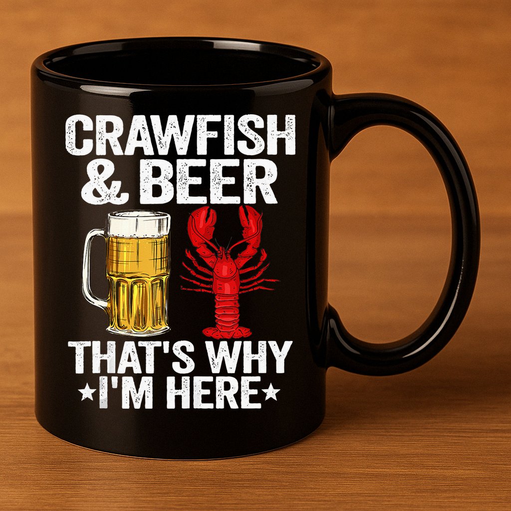 Crawfish & Beer That's Why I'm Here Crayfish Daddy Crawfish 11oz C Handle Ceramic Mug