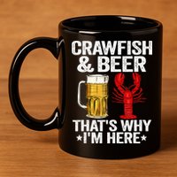 Crawfish & Beer That's Why I'm Here Crayfish Daddy Crawfish 11oz C Handle Ceramic Mug